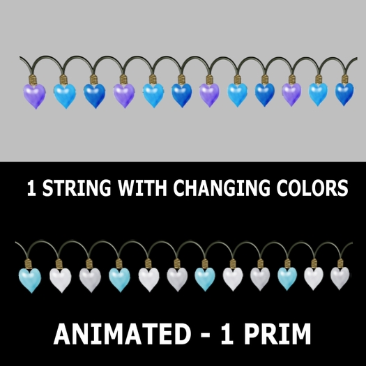 Valentine heart light bulb string Blue (MOD/COPY)