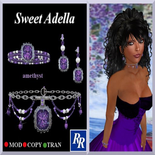 (R) Adella 3 Piece Victorian Amethyst Sterling Silver Jewelry Set
