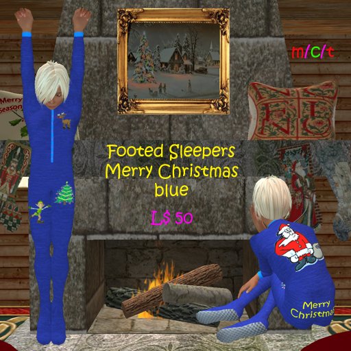 Footed Sleepers Xmas Blue