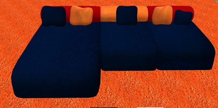 couch blue/orange/red