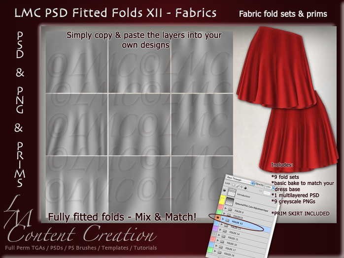 LMC PSD FILES - Fitted Folds XII - Fabric Panels