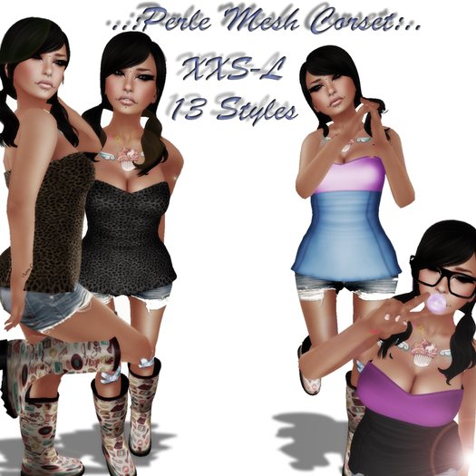 ..:Perle Mesh Corset Blue&Pink::..