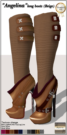 ((Crystal line))"Angelina"long boots(Beige) BOX