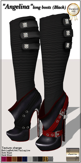 ((Crystal line))"Angelina"long boots(Black) BOX