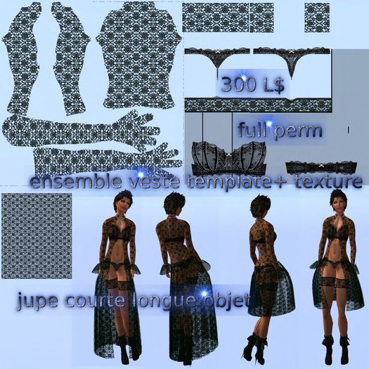 ensemble veste dentelle noir