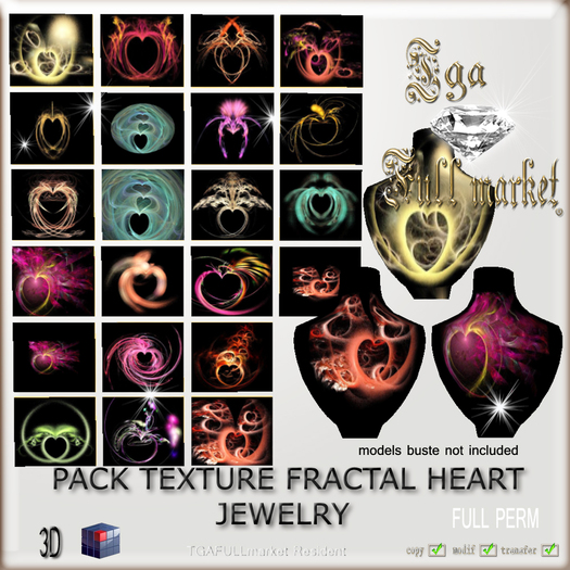 PACK TEXTURE FRACTAL HEART JEWELRY