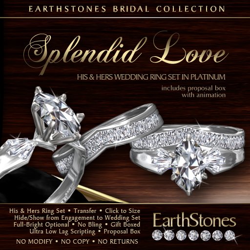EarthStones Wedding Rings - Splendid Love - Platinum (BOX) 
