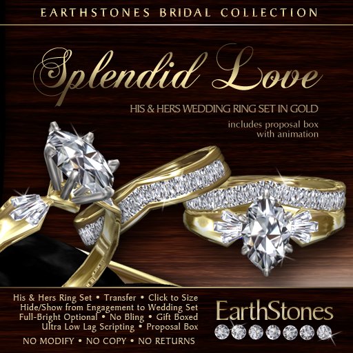 EarthStones Wedding Rings - Splendid Love - Gold (BOX) 