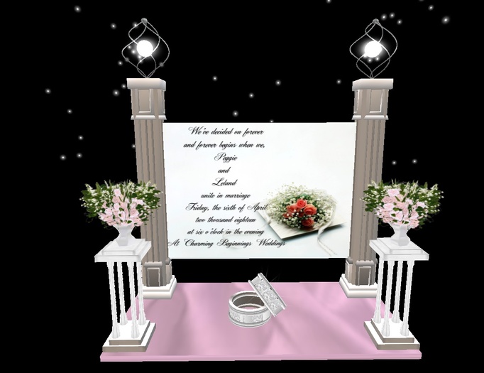 pillars with rings wedding invite boxed 