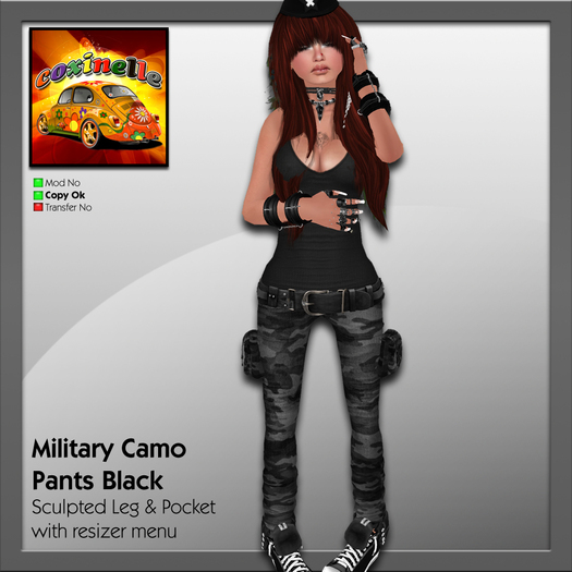 Coxi - Black - Military Camo Pants