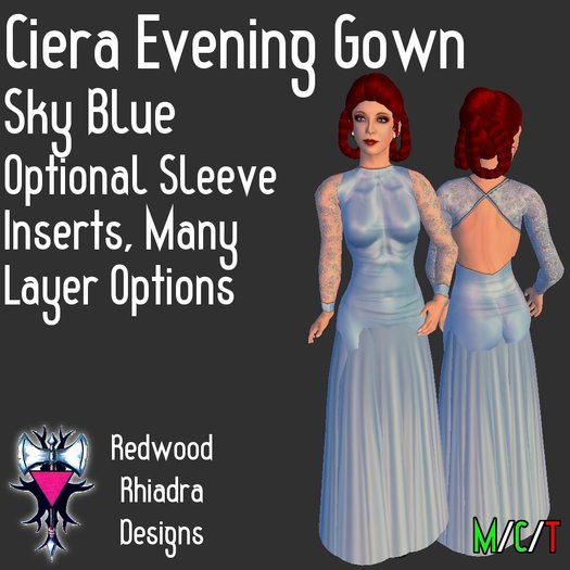 Ciera Evening Gown, Sky Blue