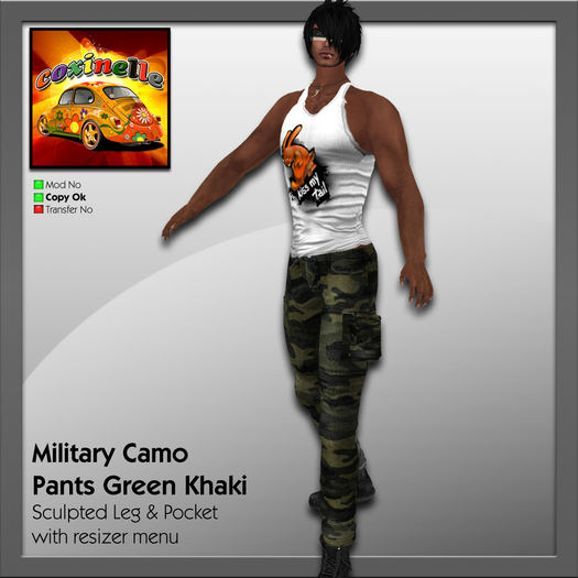 Coxi - Green Khaki - Military Camo Pants Male