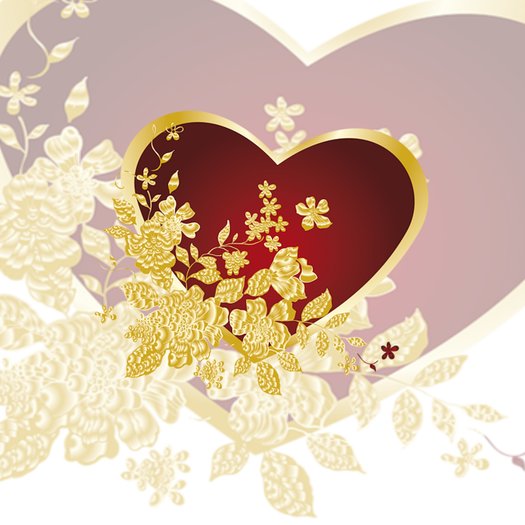 DJW MEDIA VALENTINE PNG 41 RED HEART WITH GOLDEN FLOWERS