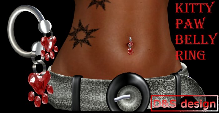 D&S design Kitty Paw Belly Ring