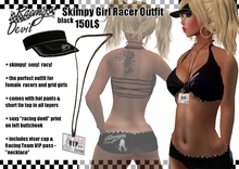 skimpy ~Girl Racer~ outfit - sexy hot pants & tie top (black)