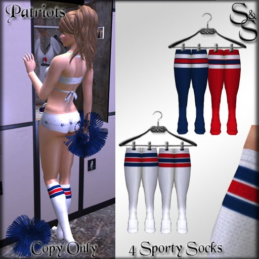 S&S Patriots 4 pack sporty socks 