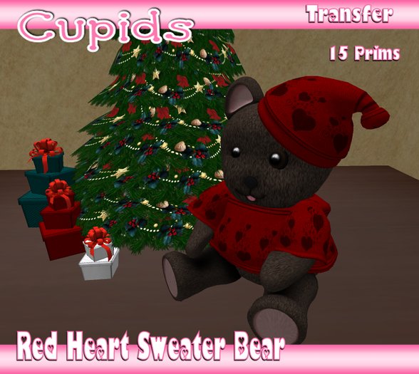*CUPIDS* Red Heart Sweater Bear