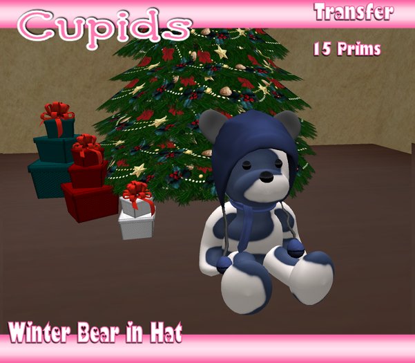 *CUPIDS* Winter Hat Blue Spot Bear Blue Hat