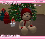*CUPIDS* Winter Hat Brown Bear Red