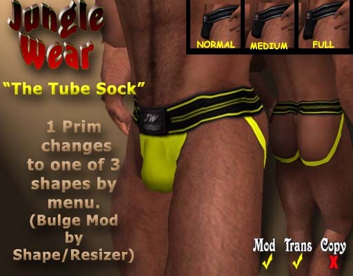 Jungle Wear - "The Tube Sock" Jock Strap (Black/Yellow)