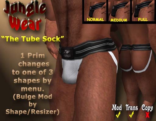 Jungle Wear - "The Tube Sock" Jock Strap (Black/White)