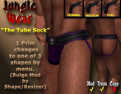 Jungle Wear - "The Tube Sock" Jock Strap (Black/Purple)