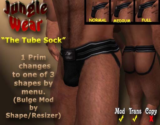 Jungle Wear - "The Tube Sock" Jock Strap (Black)