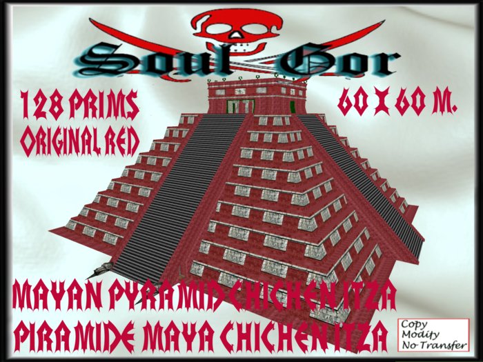 MAYAN PYRAMID CHICHEN ITZA .ORIGINAL RED