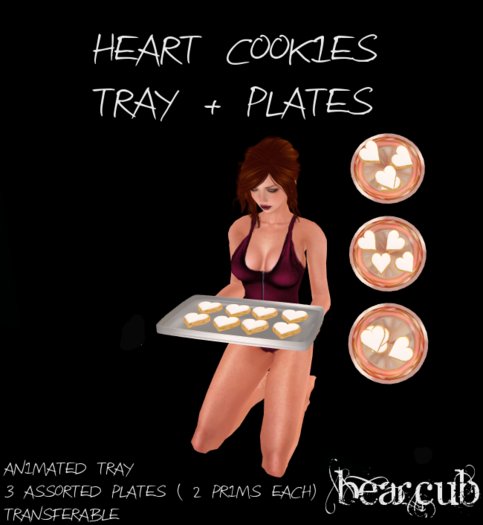 :BearCub: Heart Cookies Tray and Plates - White