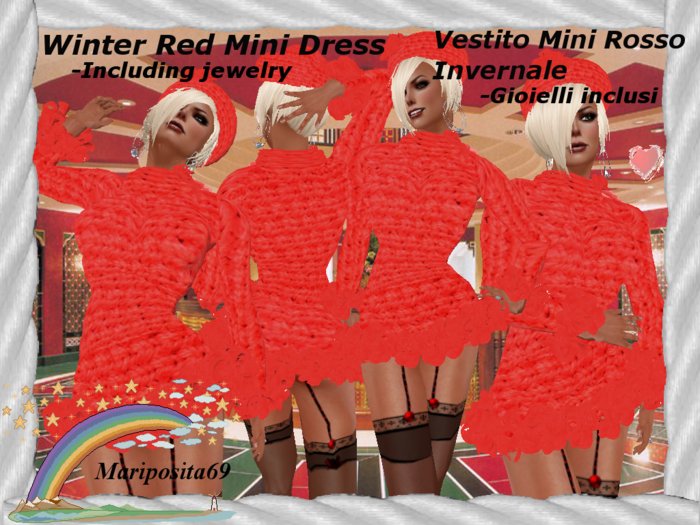 Winter Red Mini Dress (Vestito Mini Rosso Invernale)10L