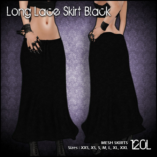 [ SAKIDE ] Long Lace Skirt MESH Black