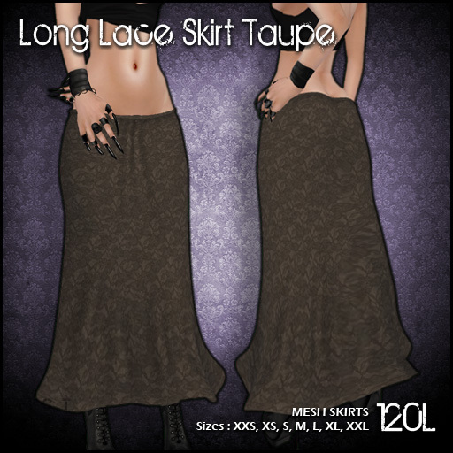 [ SAKIDE ] Long Lace Skirt MESH Taupe