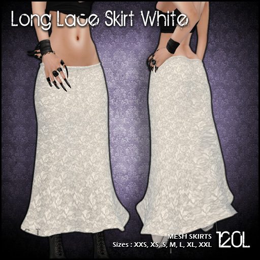 [ SAKIDE ] Long Lace Skirt MESH White