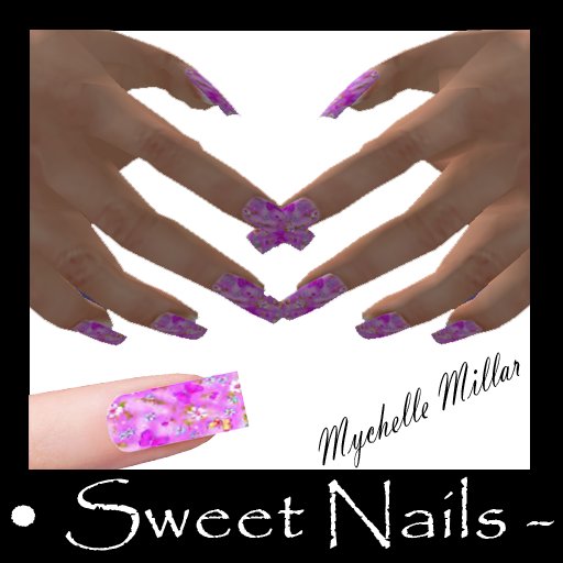 Long Nails Pink 3 Butterflies Collection