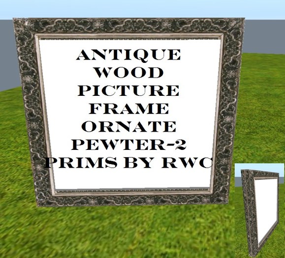 Antique Wood Picture Wall Frame - Ornate Pewter -2 prims by RWC(boxed)Copy/Mod