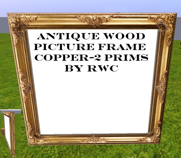 Antique Wood Picture Wall Frame - Copper-2 prims by RWC(boxed)Copy/Mod