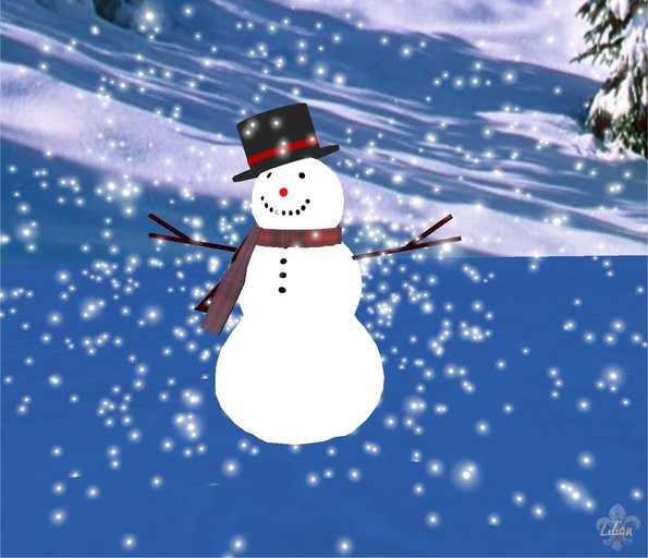 Snowman with snow emitter