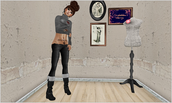 -FB- Black Leather Wedged Boot (Boxed)