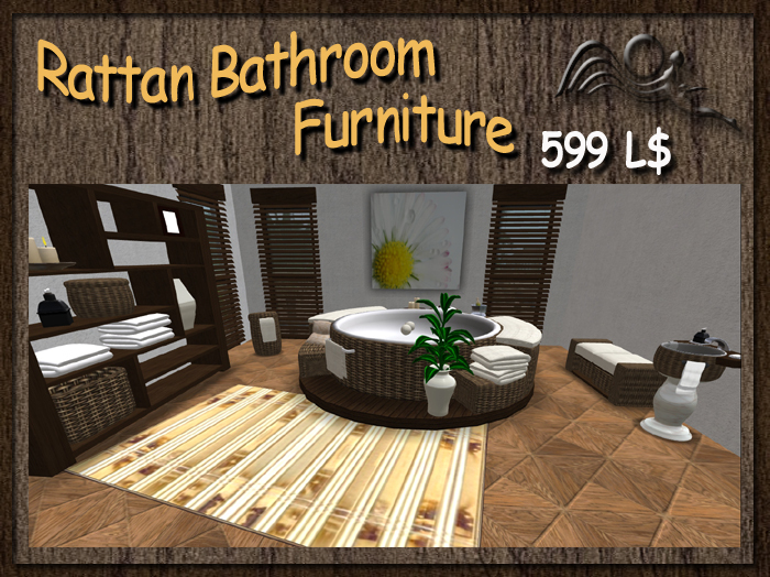 [Summer Feeling] - Rattan Weaver Bathroom Washbasins, Whirlpool Bathtub, Regular, Clothes basket - Bathroom Furniture