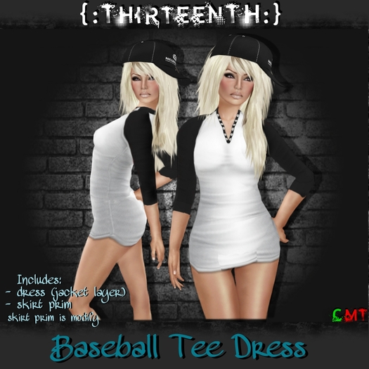 {:ThirteenTH:} Baseball Tee Dress_Black