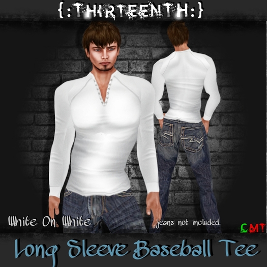 {:ThirteenTH:} Longsleeve Baseball Tee_White