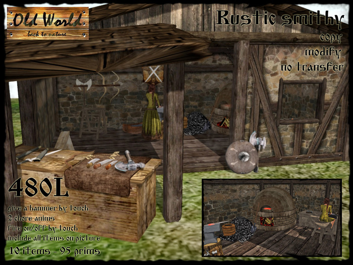 Rustic smithy (with rezz box) - Old World - Medieval Blacksmith