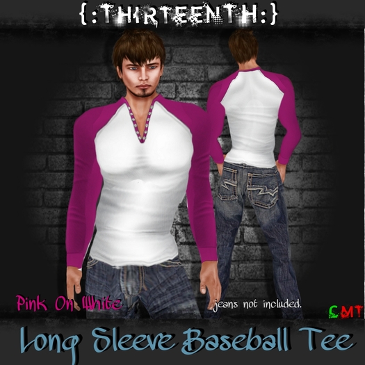 {:ThirteenTH:} Longsleeve Baseball Tee_Pink 