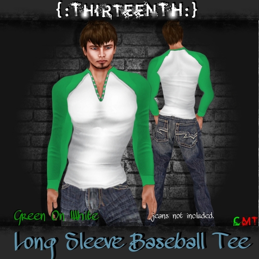 {:ThirteenTH:} Longsleeve Baseball Tee_Green 