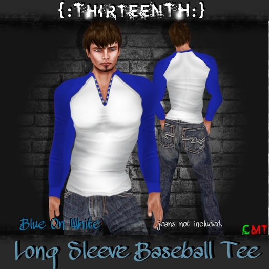 {:ThirteenTH:} Longsleeve Baseball Tee_Blue