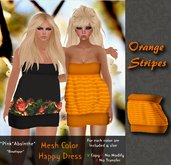 *PA* Mesh Color Happy Dress - Orange Stripes
