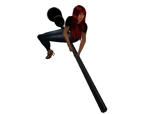 Sleek Black Flying Broom