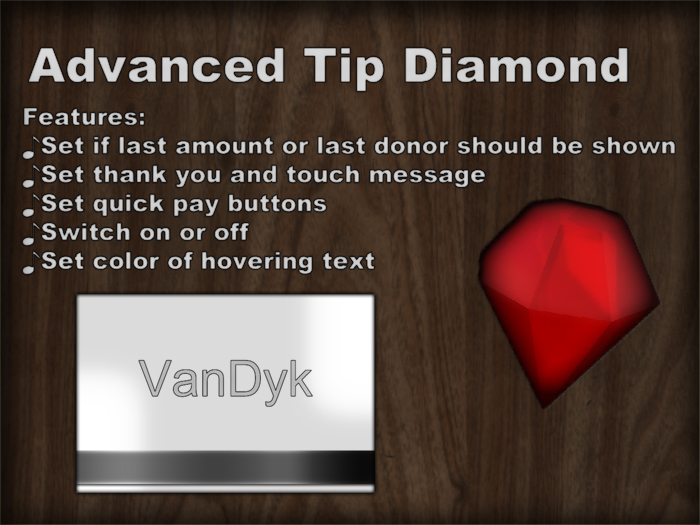 [VanDyk] - Advanced Tip Diamond _VDATD1009032012B(free tipjar donation box donor money maker)