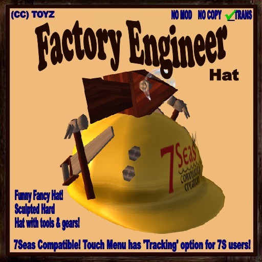 Fancy Funny Hat: 'Factory Engineer' -7Seas compatible headgear