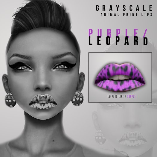 GRAYSCALE. Leopard Lips - Purple
